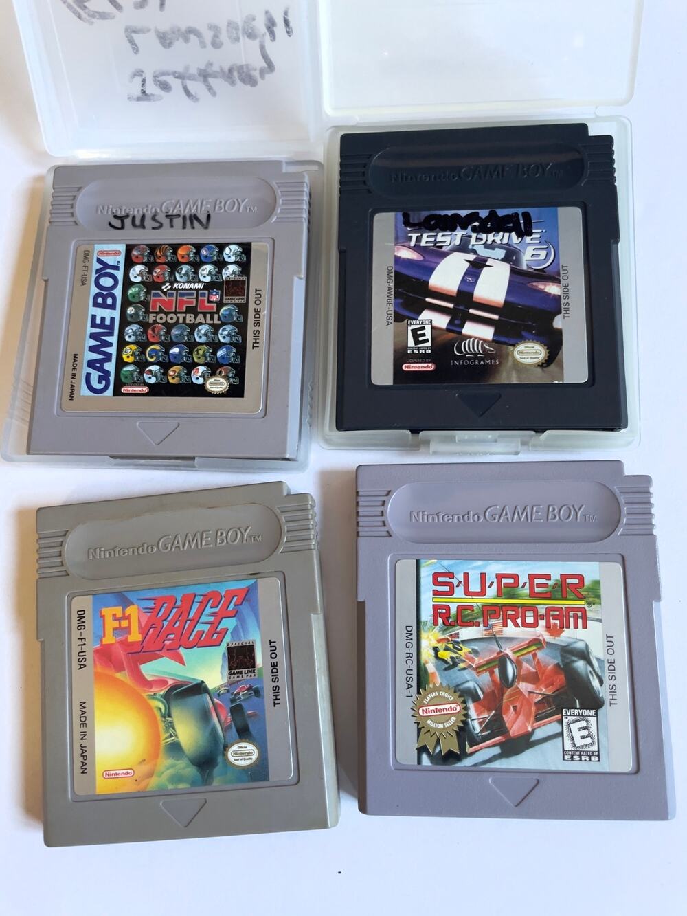 Game Boy Color lot of 4 - NFL Football, Test Drive, F-1 Race, Super RC Pro-AM